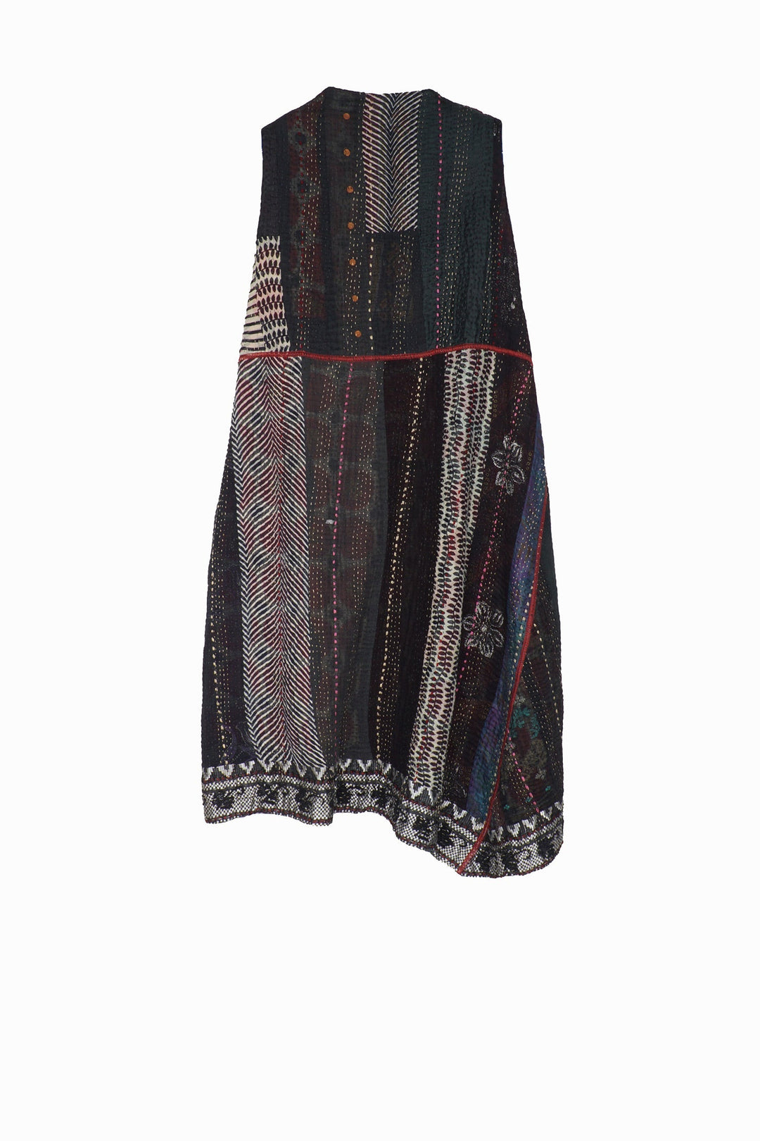 STRIPE RALLIS KANTHA WRAP VEST - pr4213-blk -