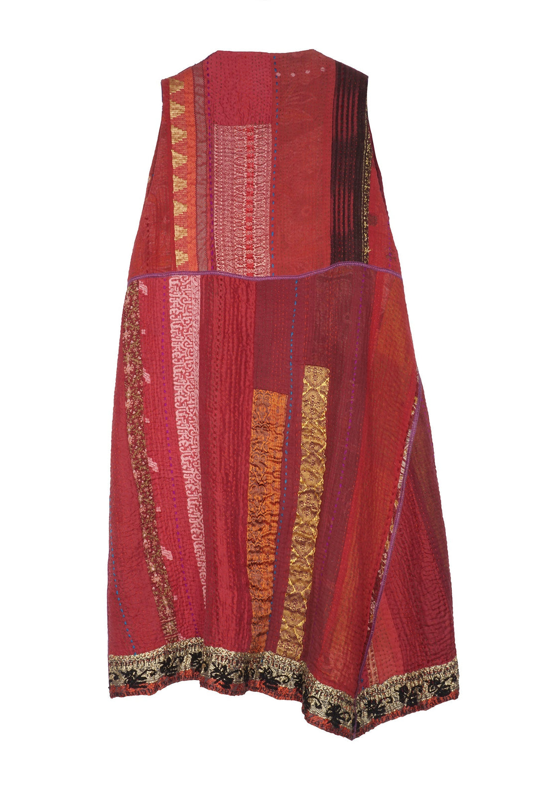 STRIPE RALLIS KANTHA WRAP VEST - pr4213-red -