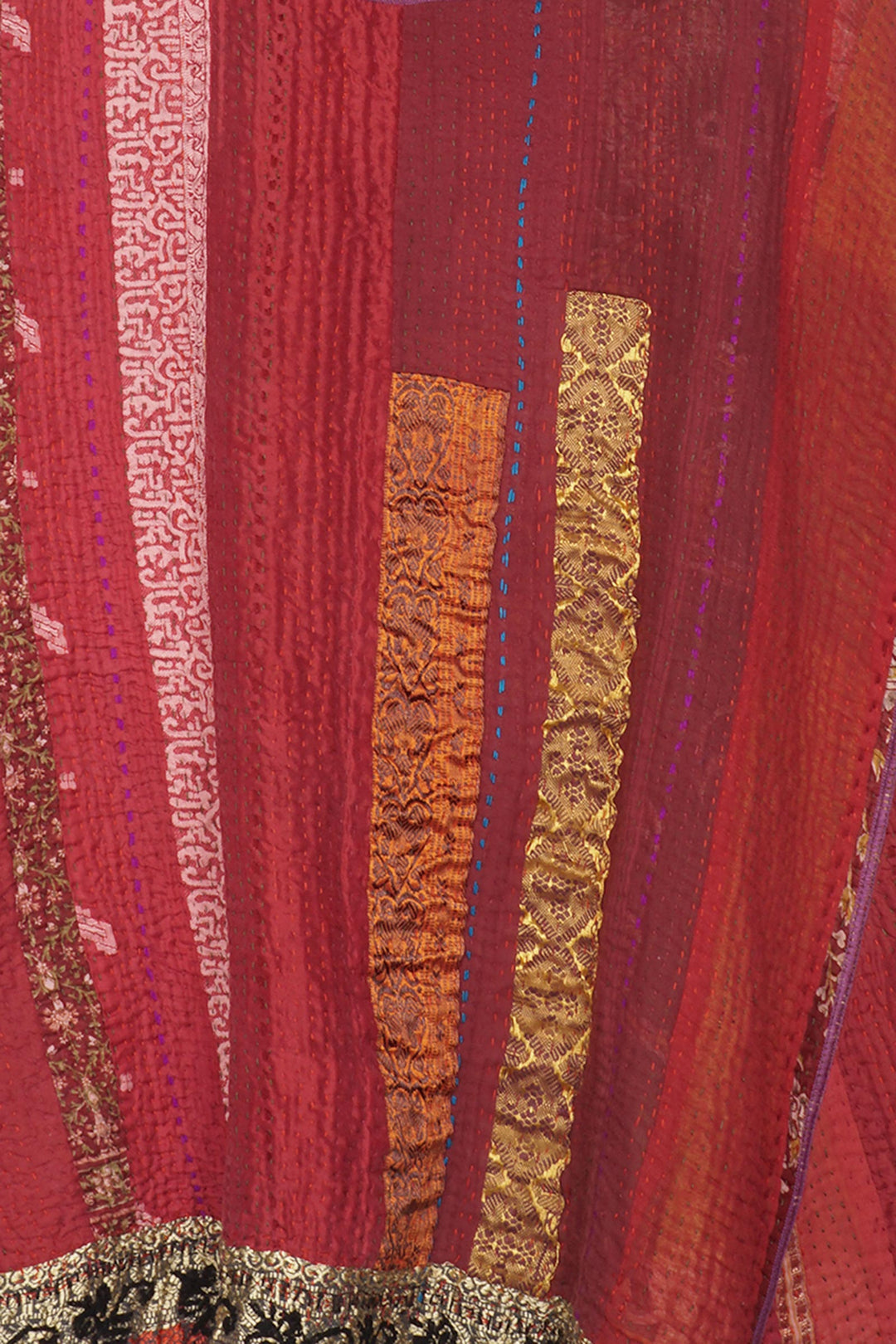 STRIPE RALLIS KANTHA WRAP VEST - pr4213-red -