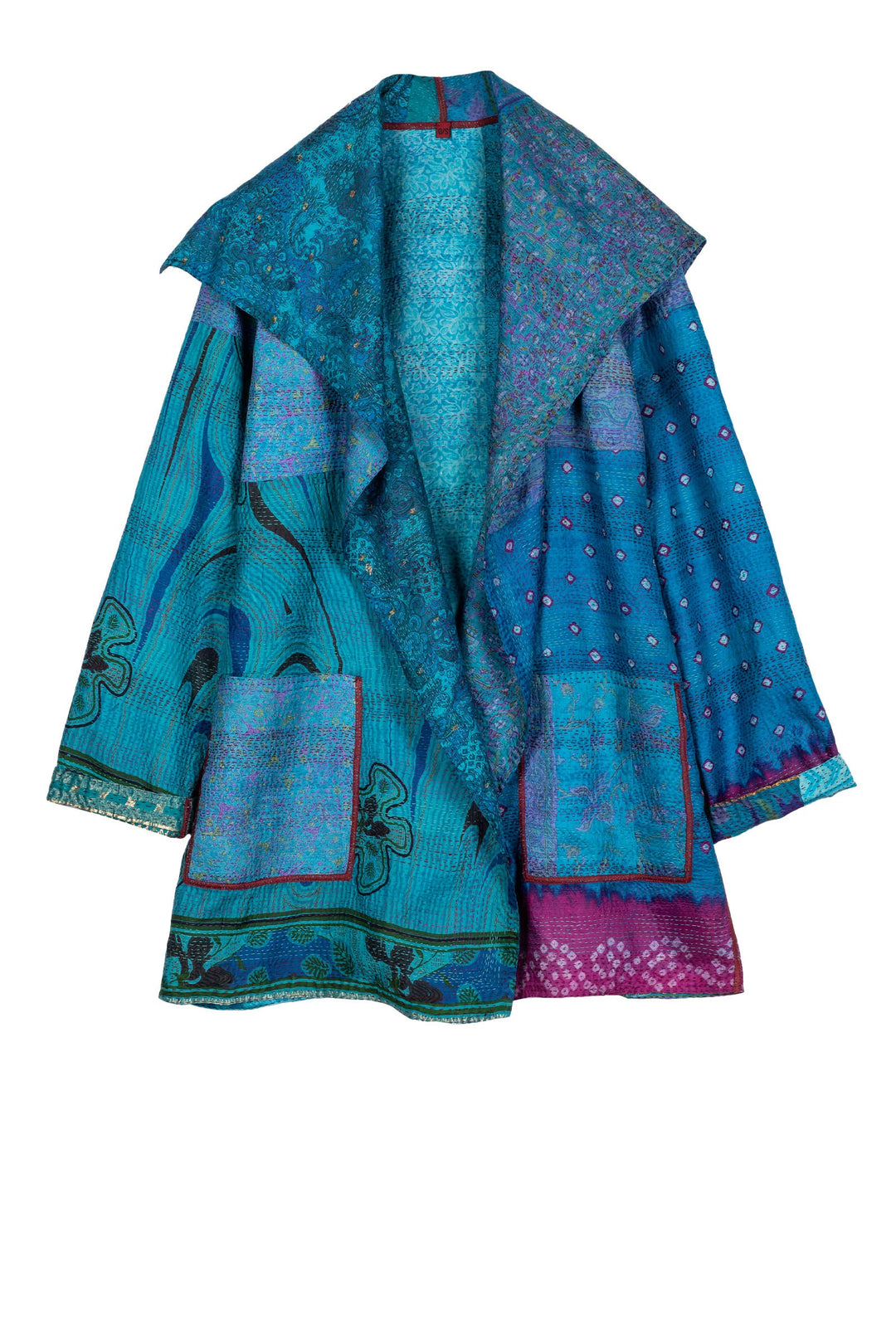 VINTAGE SILK KANTHA POCKET JKT - sv2002-0056a -
