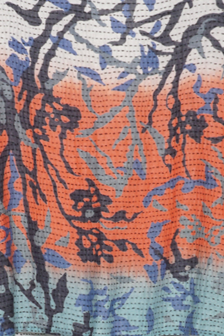 SUMMER BREEZE PRINT KANTHA CREW NECK SHORT JKT - sz2053-blu -