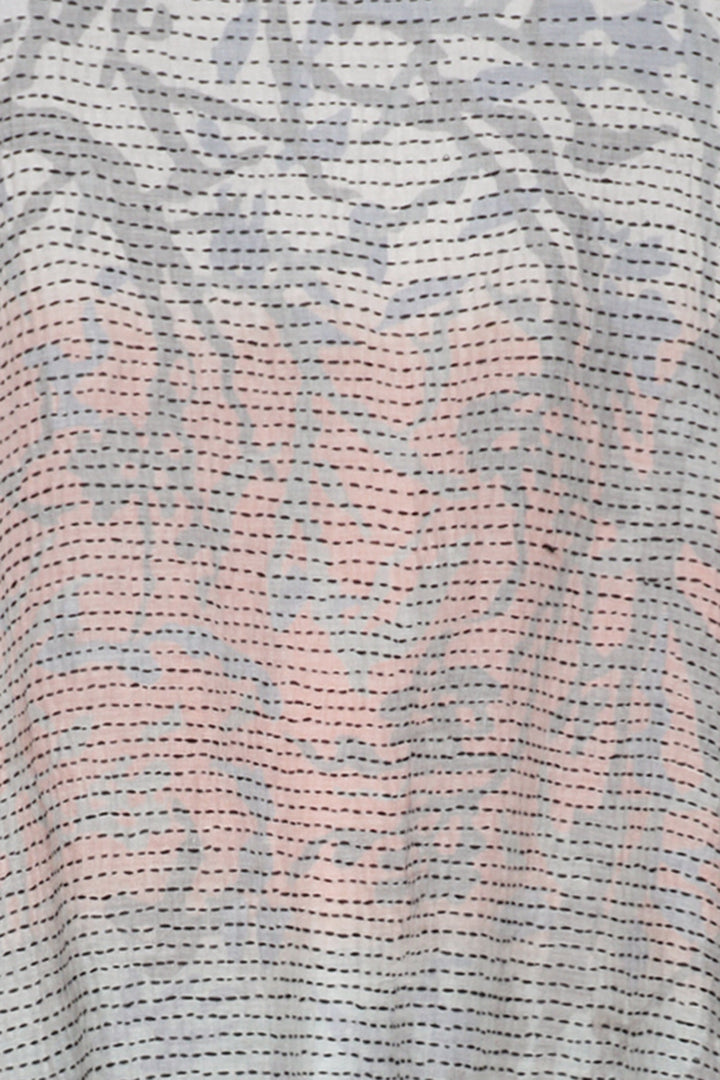 SUMMER BREEZE PRINT KANTHA CREW NECK SHORT JKT - sz2053-blu -