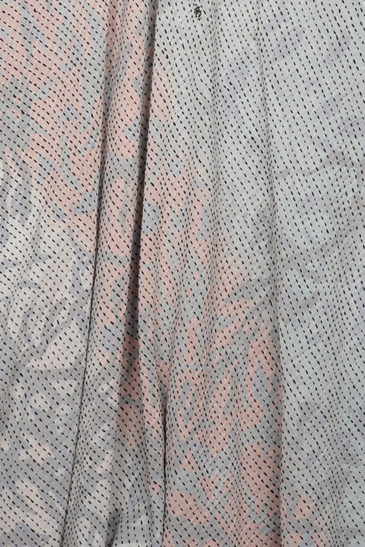 SUMMER BREEZE PRINT KANTHA CAP SLV. FLARE DRESS - sz2425-blu -