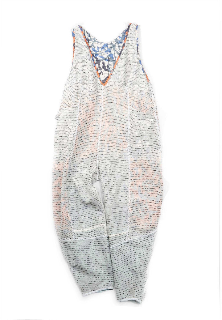 SUMMER BREEZE PRINT KANTHA V-NECK JUMPER - sz2622-blu -