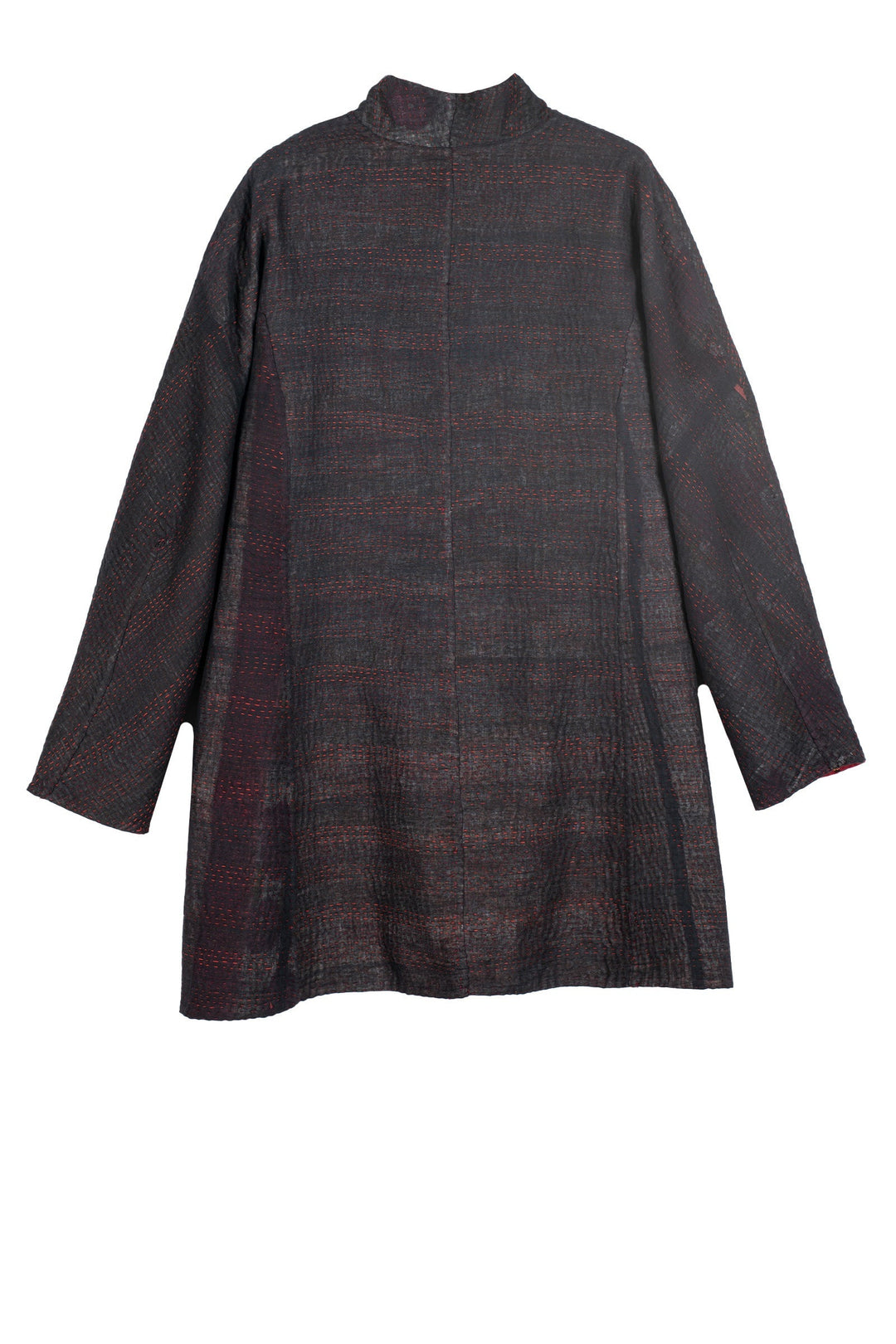 TWO TONE PATCH KANTHA HIGH-NECK TOPPER - tn4045-red -