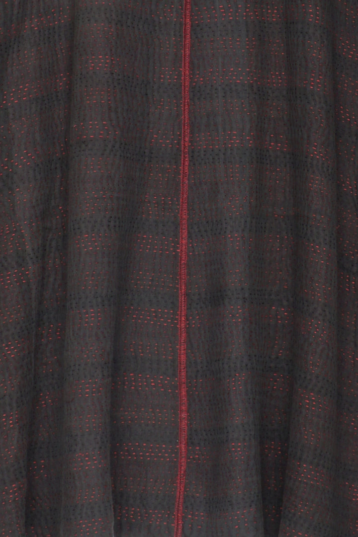 TWO TONE PATCH KANTHA BAND COLLAR DUSTER - tn4327-red -