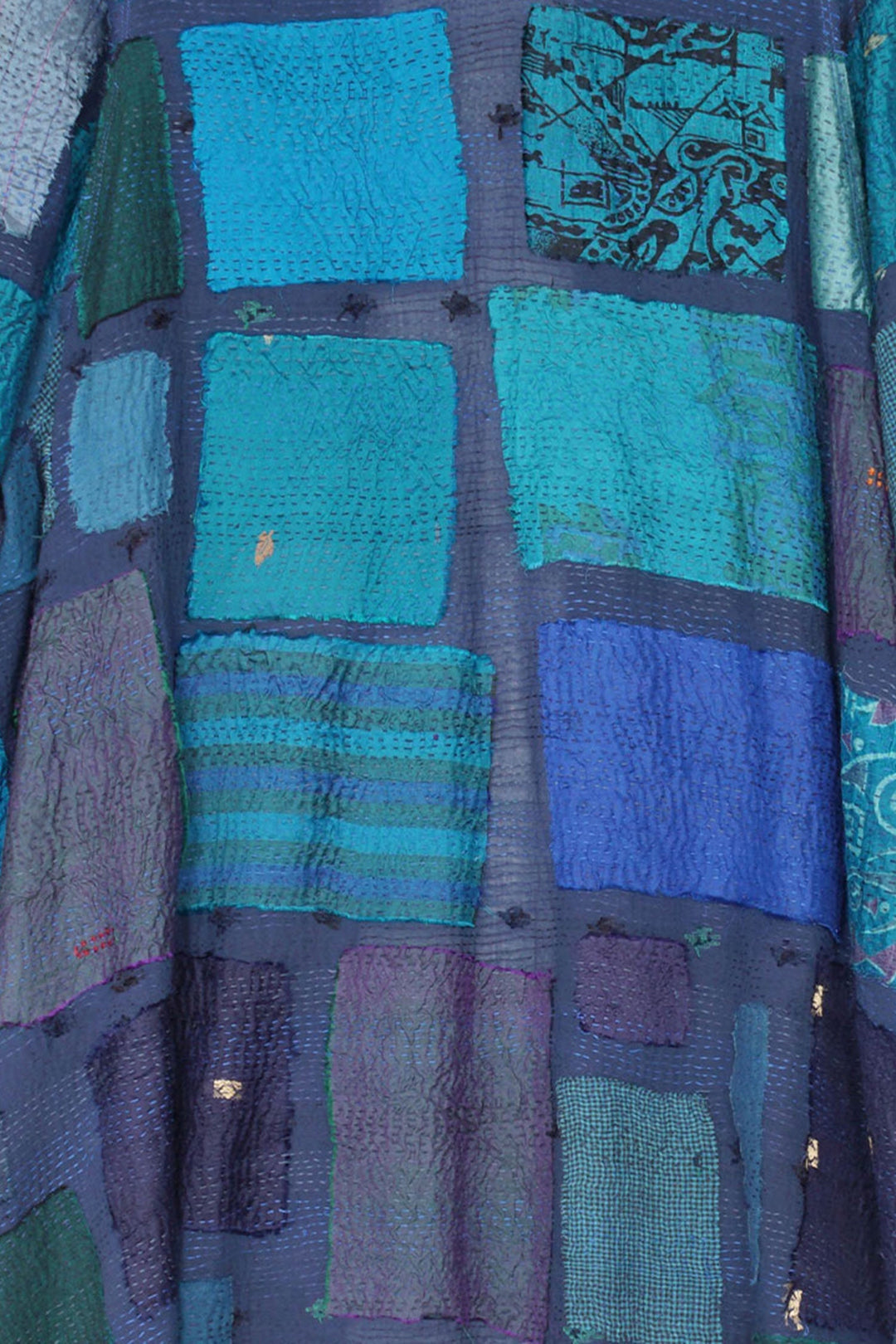TONAL TILE PATCH KANTHA A-LINE JKT - tt2003-blu -