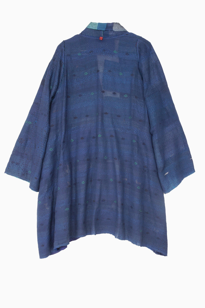 TONAL TILE PATCH KANTHA A-LINE JKT - tt2003-blu -