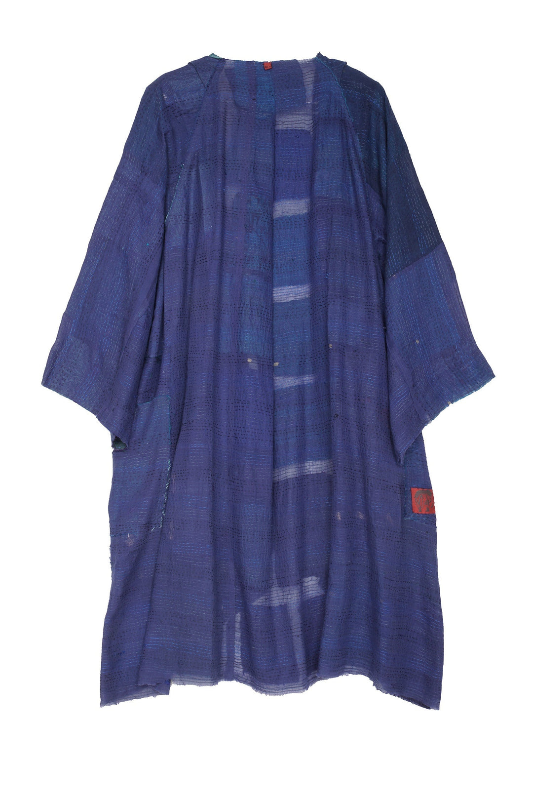 TONAL TILE PATCH KANTHA KIMONO DUSTER - tt2317-blu -