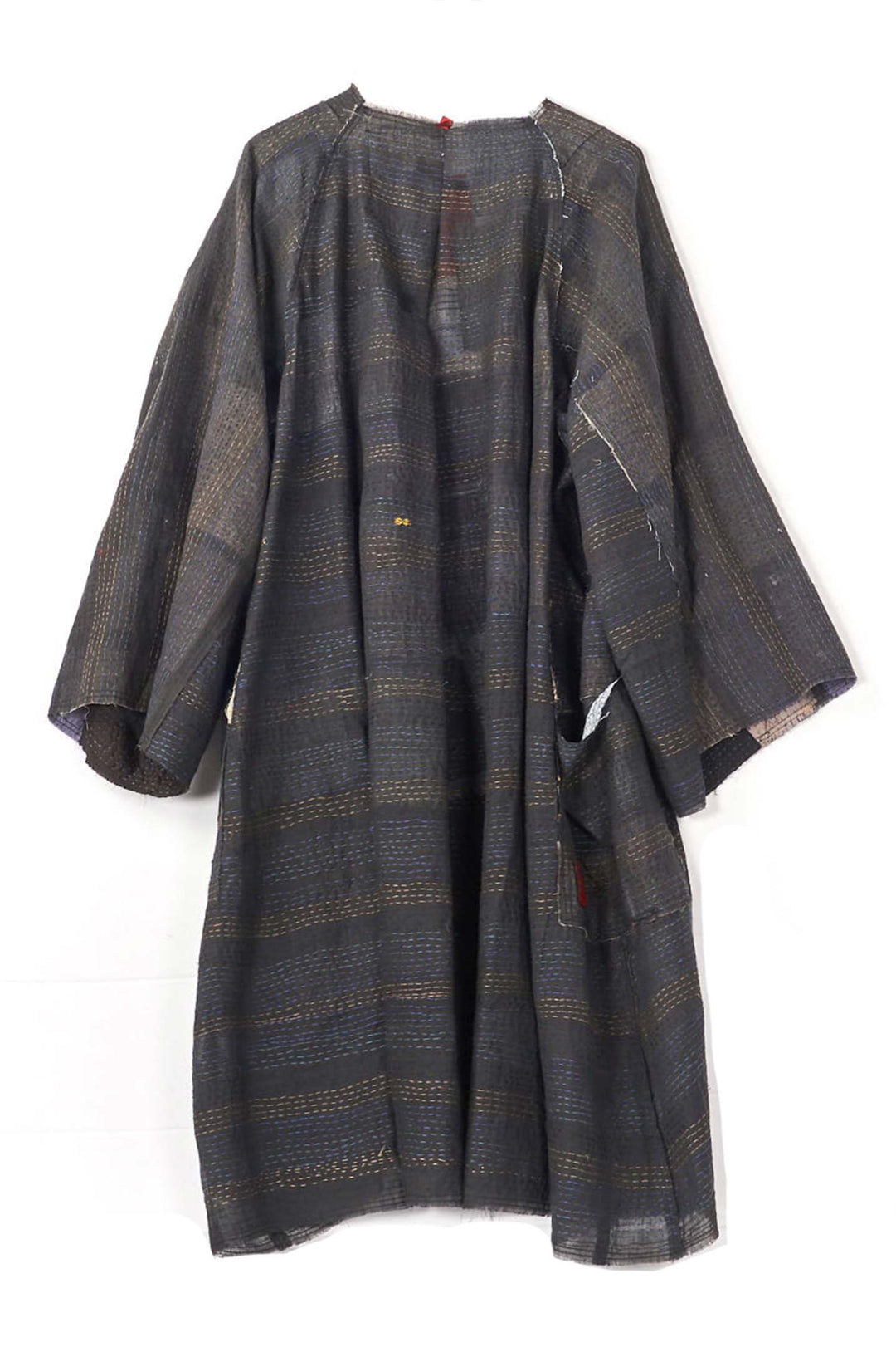 TONAL TILE PATCH KANTHA KIMONO DUSTER - tt2317-gry -