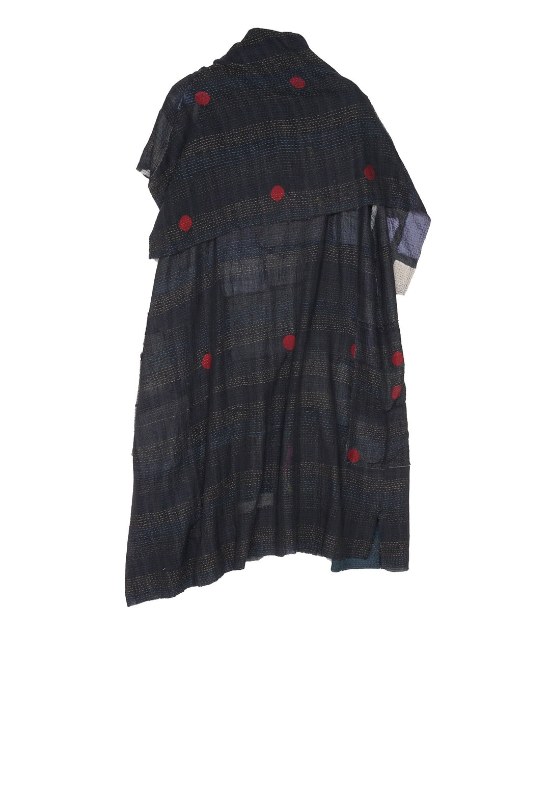 TONAL TILE PATCH KANTHA COWL NECK DRESS - tt2416-gry -