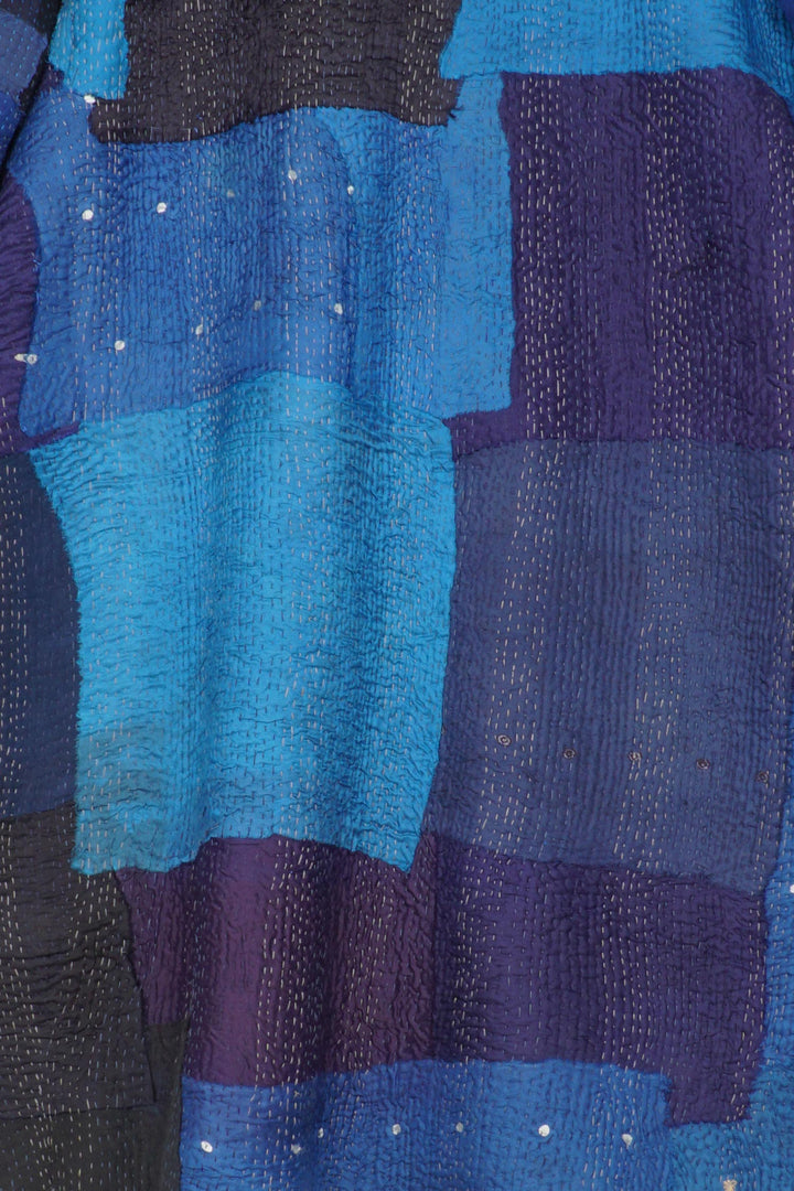 BOILED WOOL KANTHA POCKET MEDIUM COAT - wb2316-blu -