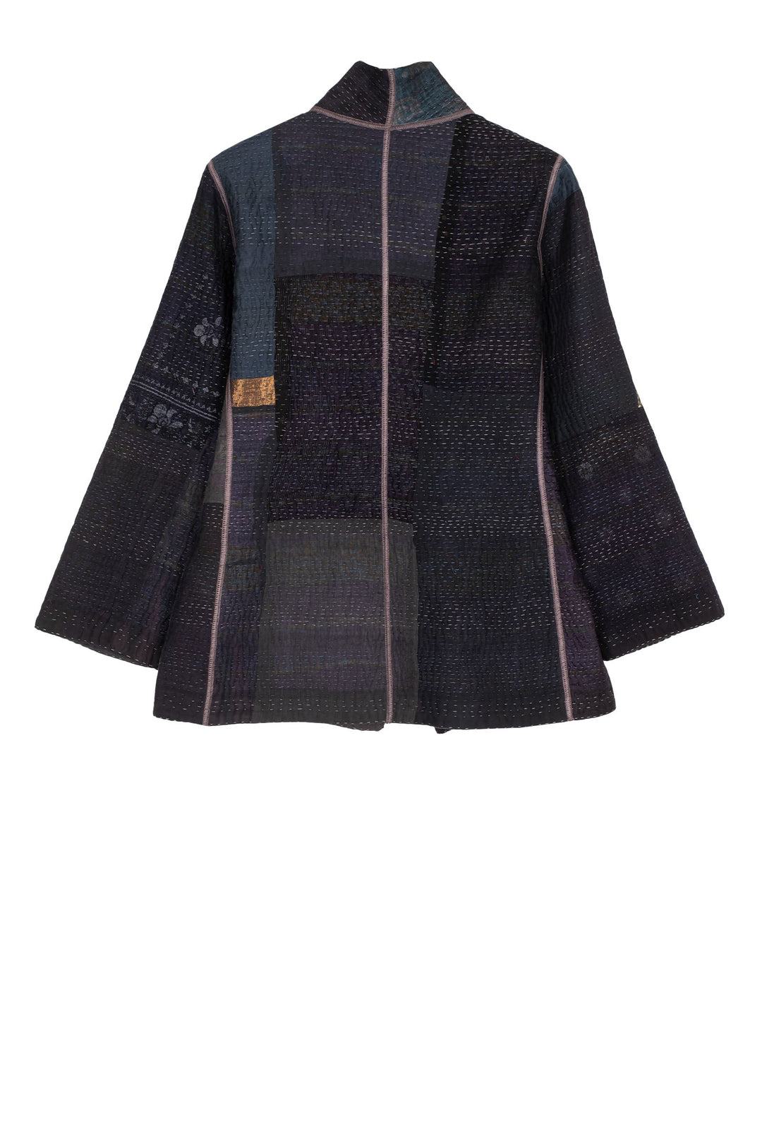 COTTON SILK SW PATCH KANTHA SHORT JKT - ws4007-blk -