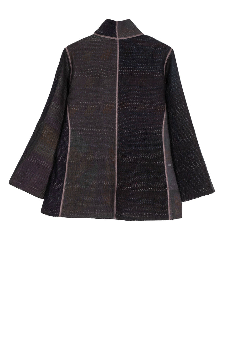 COTTON SILK SW PATCH KANTHA SHORT JKT - ws4007-blk -