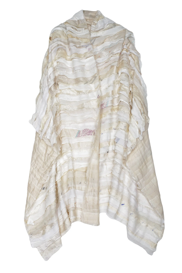 WAVY STRIPE KANTHA SHAWL LARGE - wv2803-ivy -