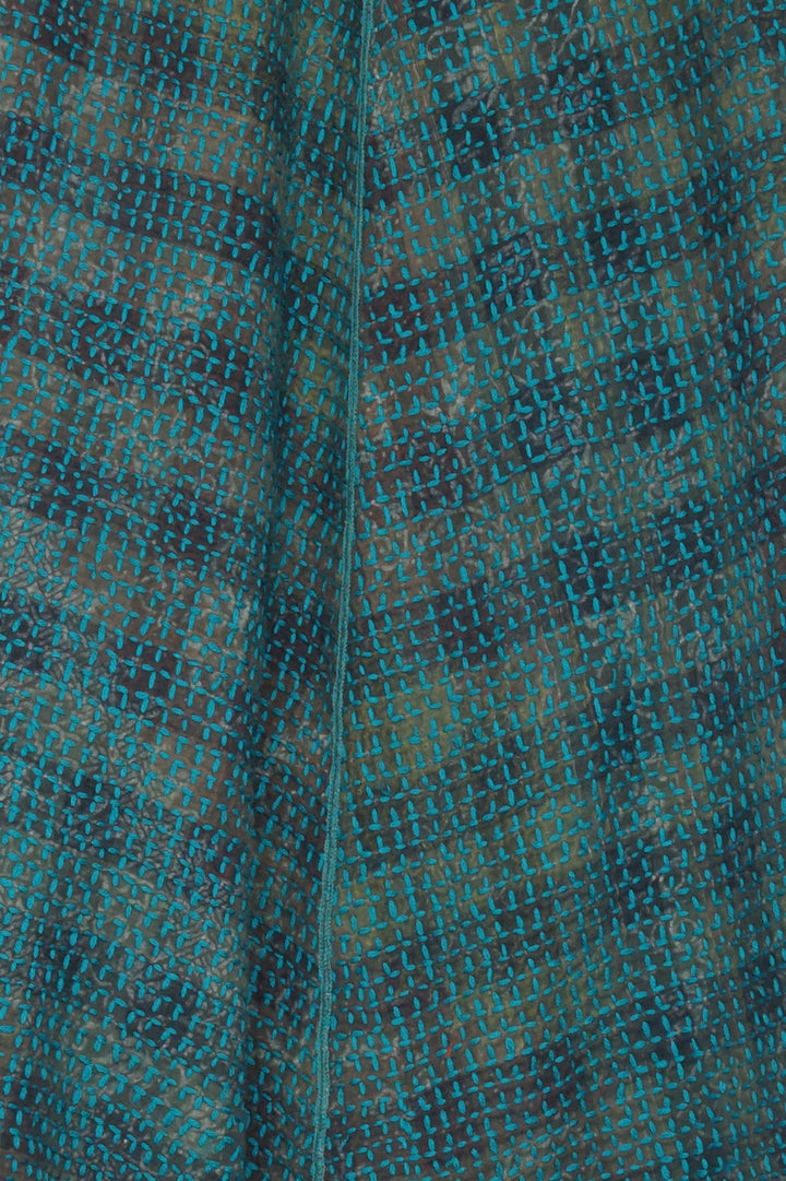 WOOL WAFFLE KANTHA CIRCULAR VEST - ww3201-tel -