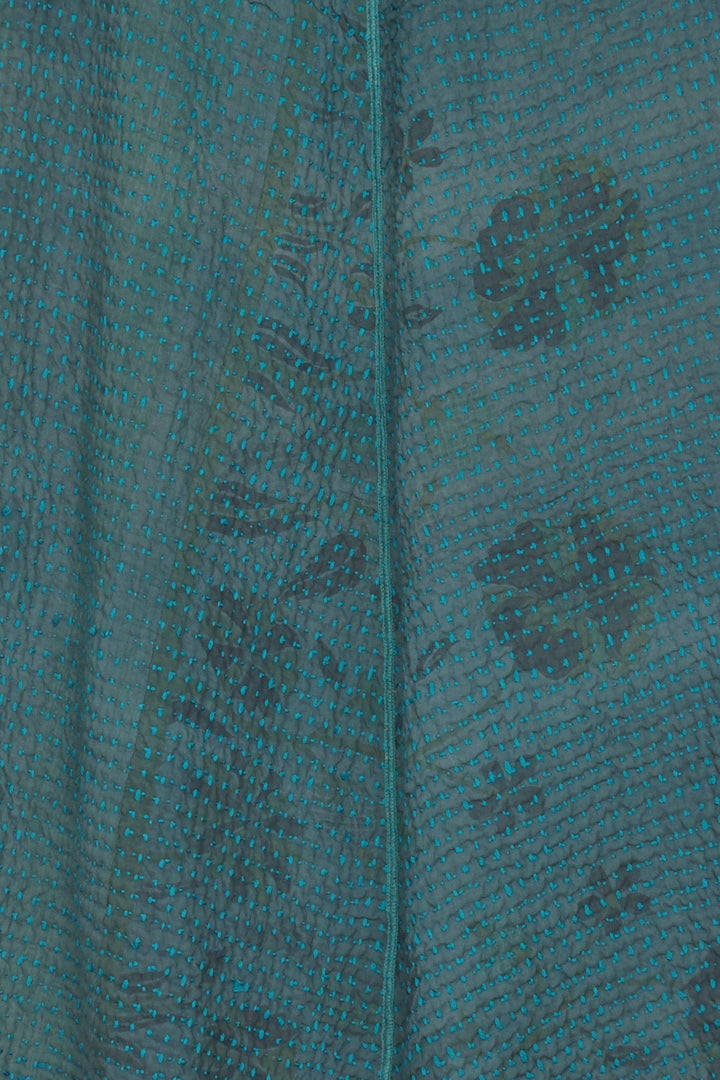 WOOL WAFFLE KANTHA CIRCULAR VEST - ww3201-tel -