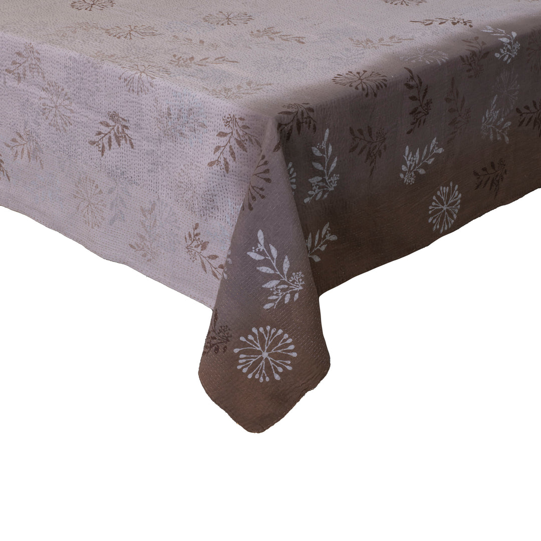 Vintage Fray Patch & Ombre Kantha Table Cover  -Chocolate -