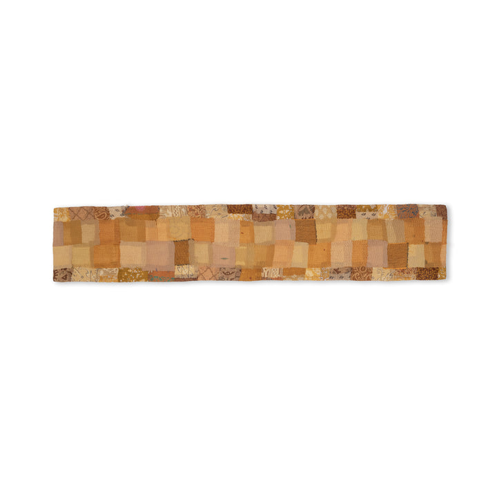 Printed Fray Patch Kantha Table Runner -Golden