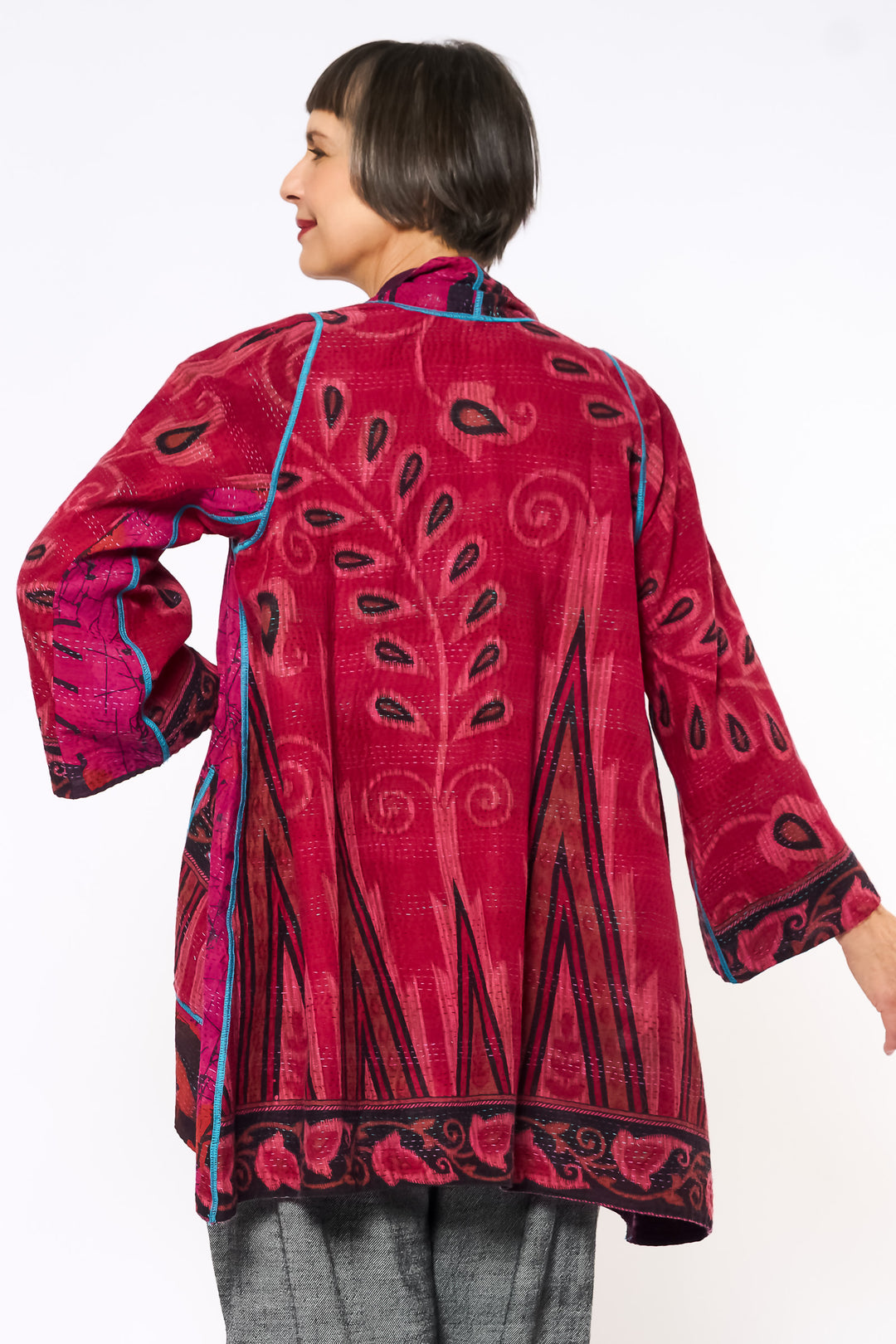 COTTON OVERDYE KANTHA A-LINE JKT - ov2003-cred005a -