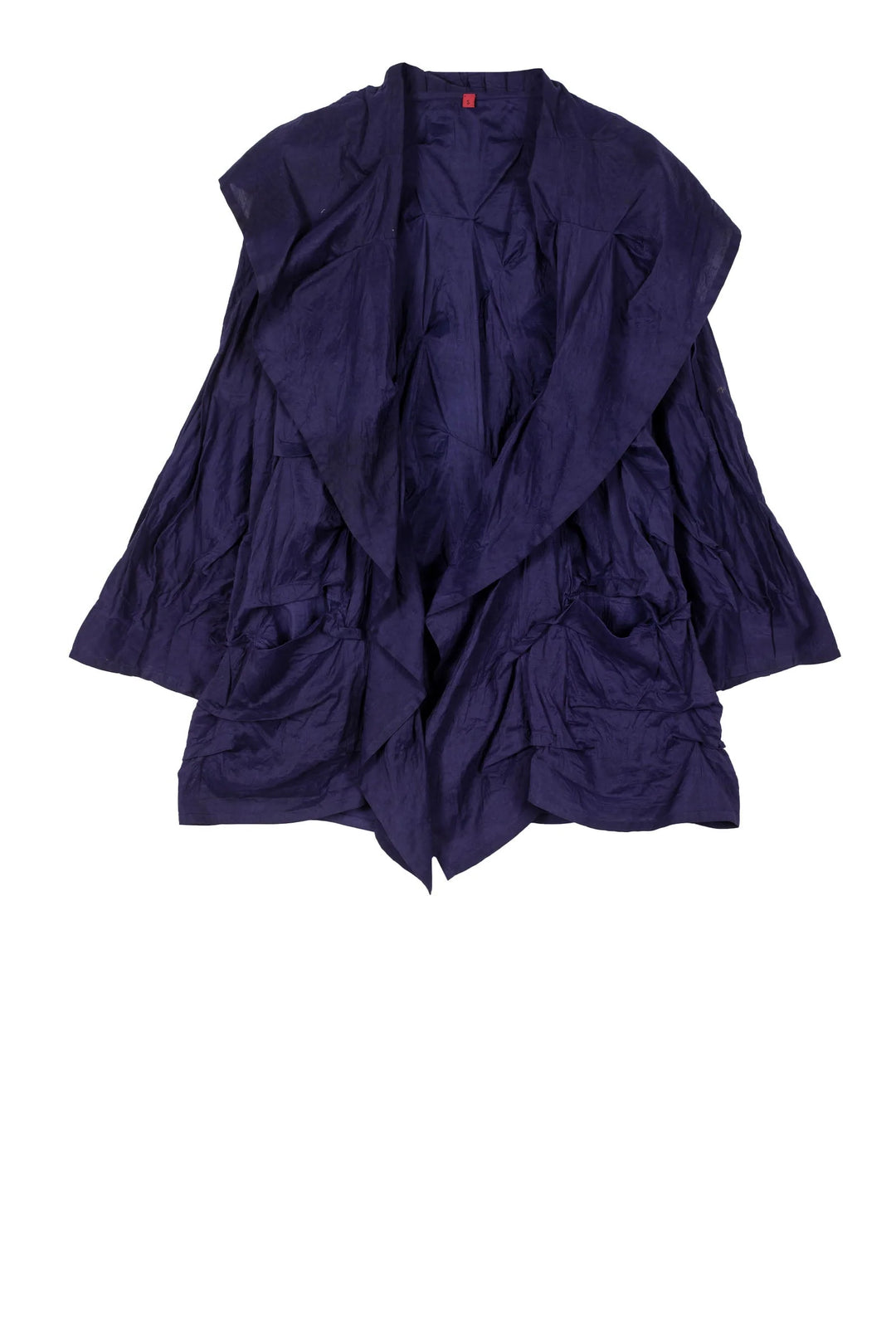 DYED COTTON SILK HEAVY VOILE WAVY TUCK COCOON JACKET - dh1063-blu -