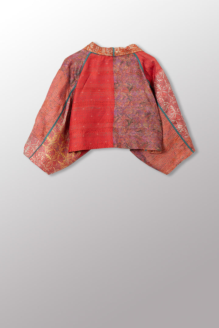VINTAGE SILK KANTHA PUFF SLV. SHRUG - sv2062-0029a -