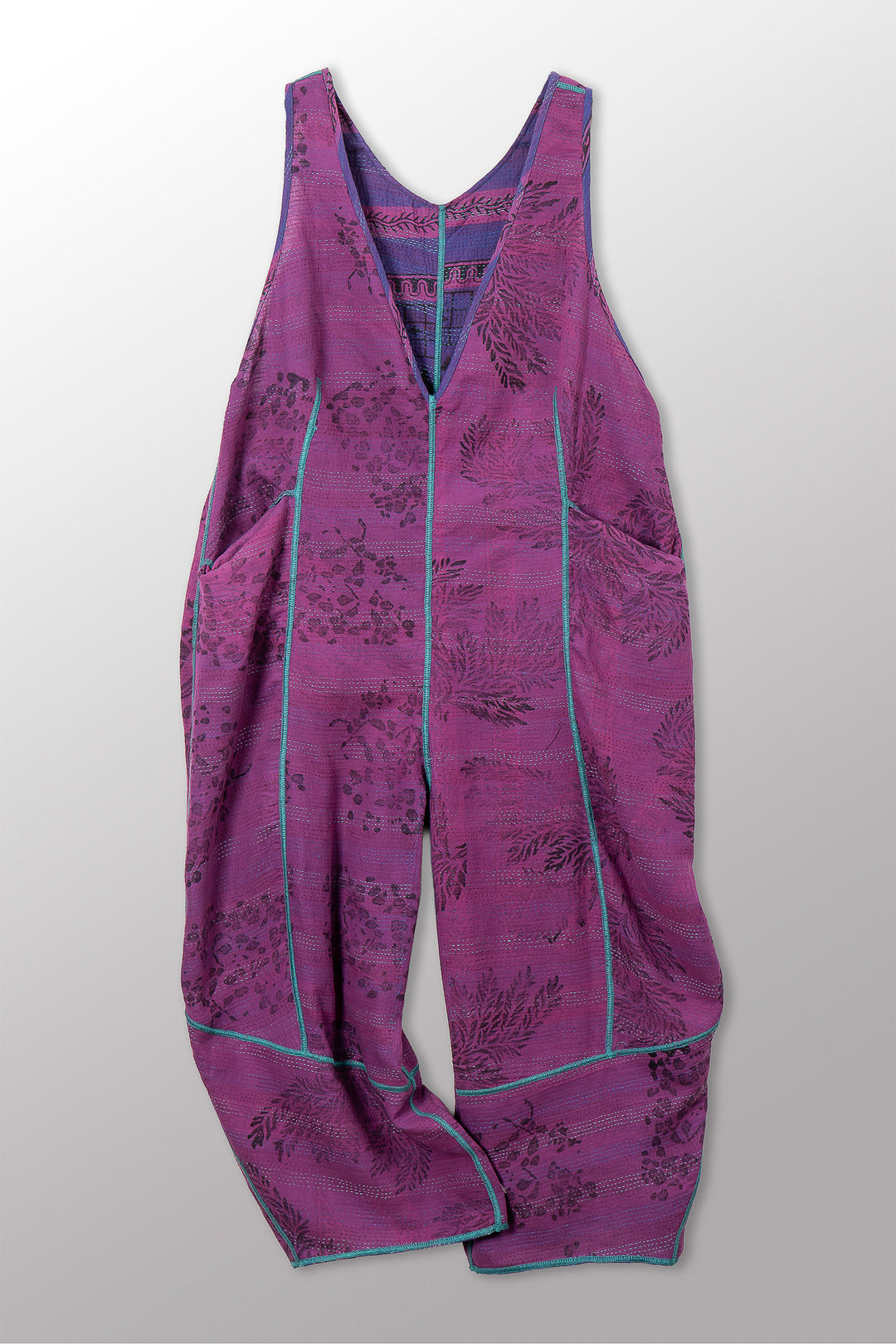 VINTAGE COTTON & NEW VOILE KANTHA V-NECK JUMPER - cn2622-0003m -