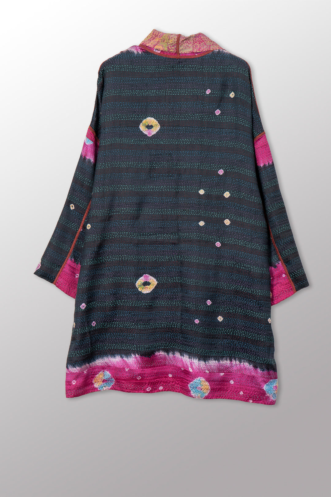 VINTAGE SILK GEORGETTE KANTHA HAORI JKT - sg2068-0006a -