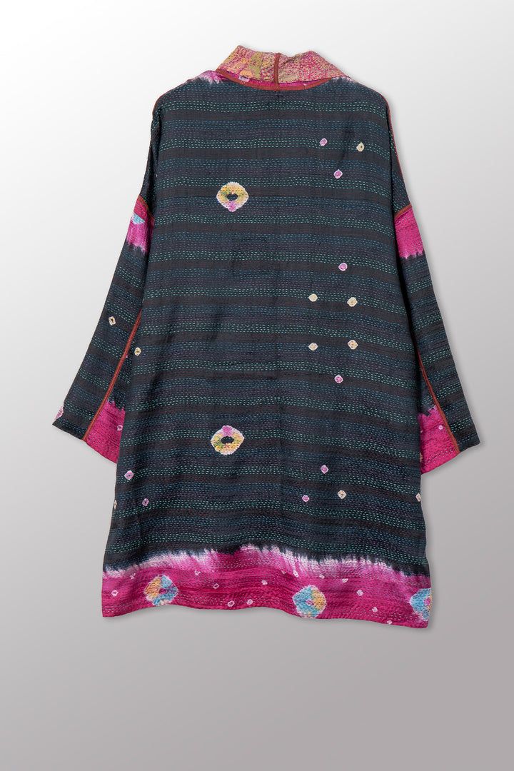 VINTAGE SILK GEORGETTE KANTHA HAORI JKT - sg2068-0006a -