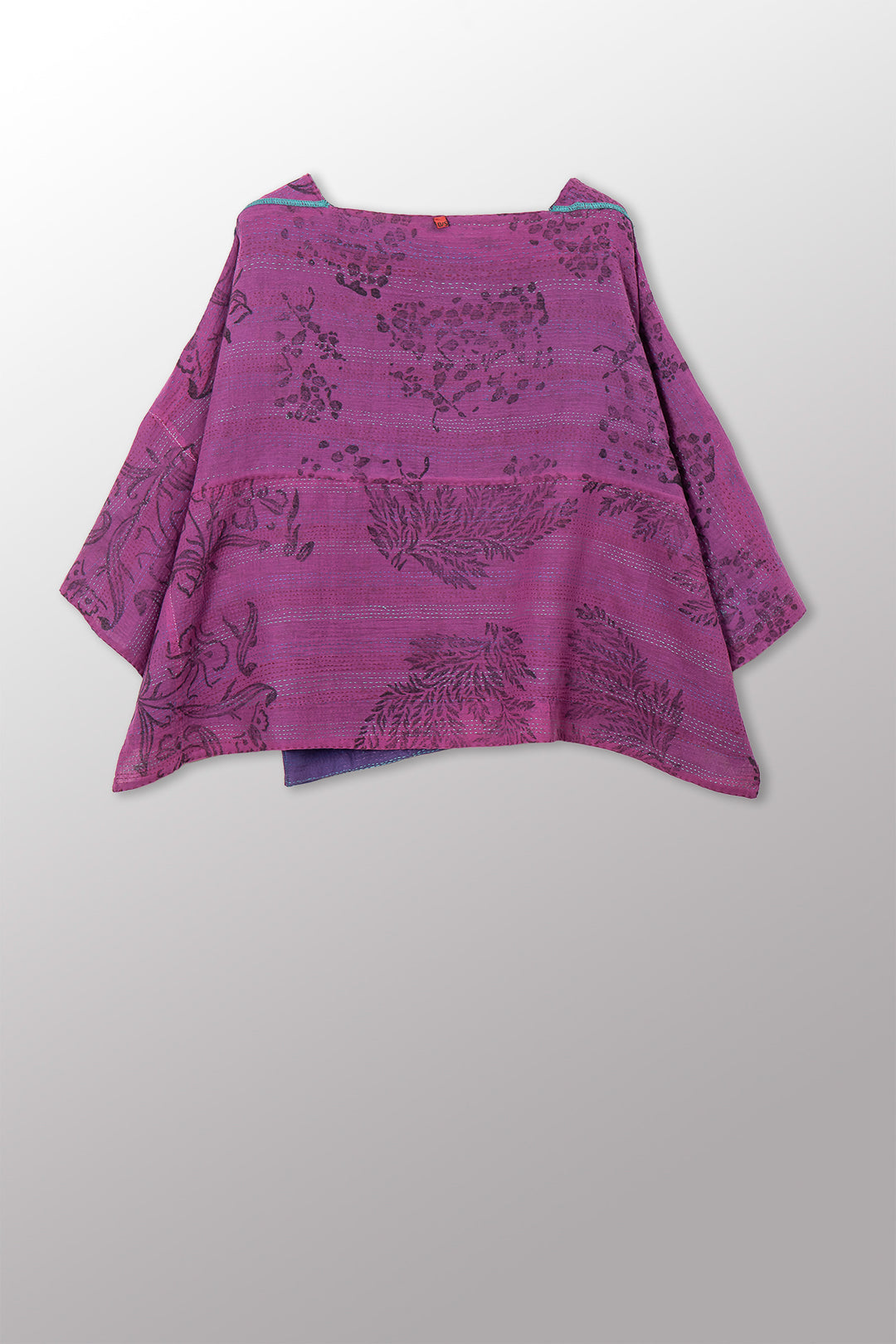 VINTAGE COTTON & NEW VOILE KANTHA 3/4 SLV. CROP TOP MIO - cn2538-0012a -