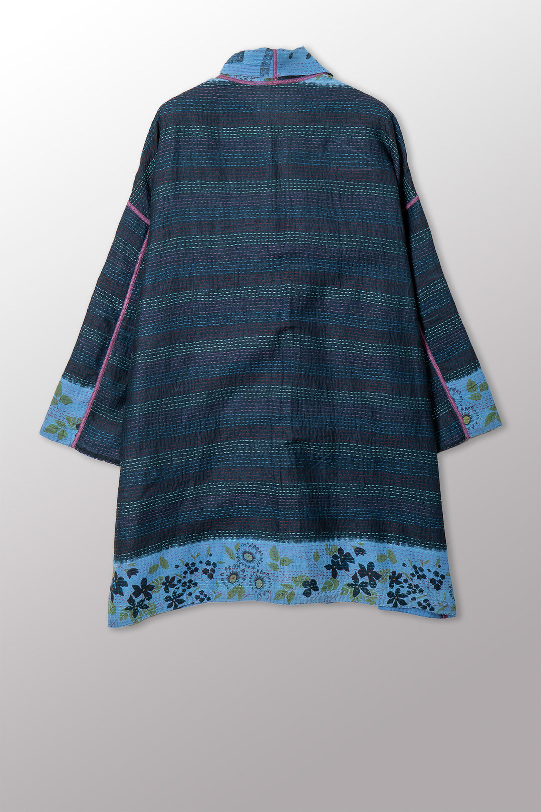 VINTAGE COTTON & NEW VOILE KANTHA HAORI JACKET - cn2068-0003a -