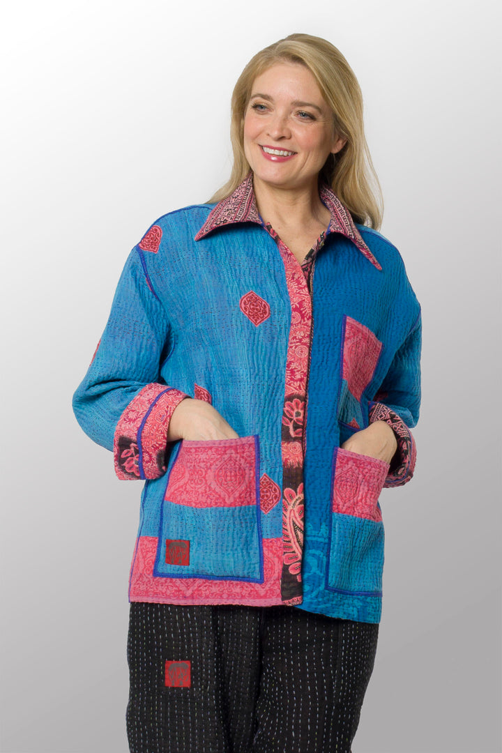 VINTAGE COTTON KANTHA WORKERS JACKET - cv4085-0002s -