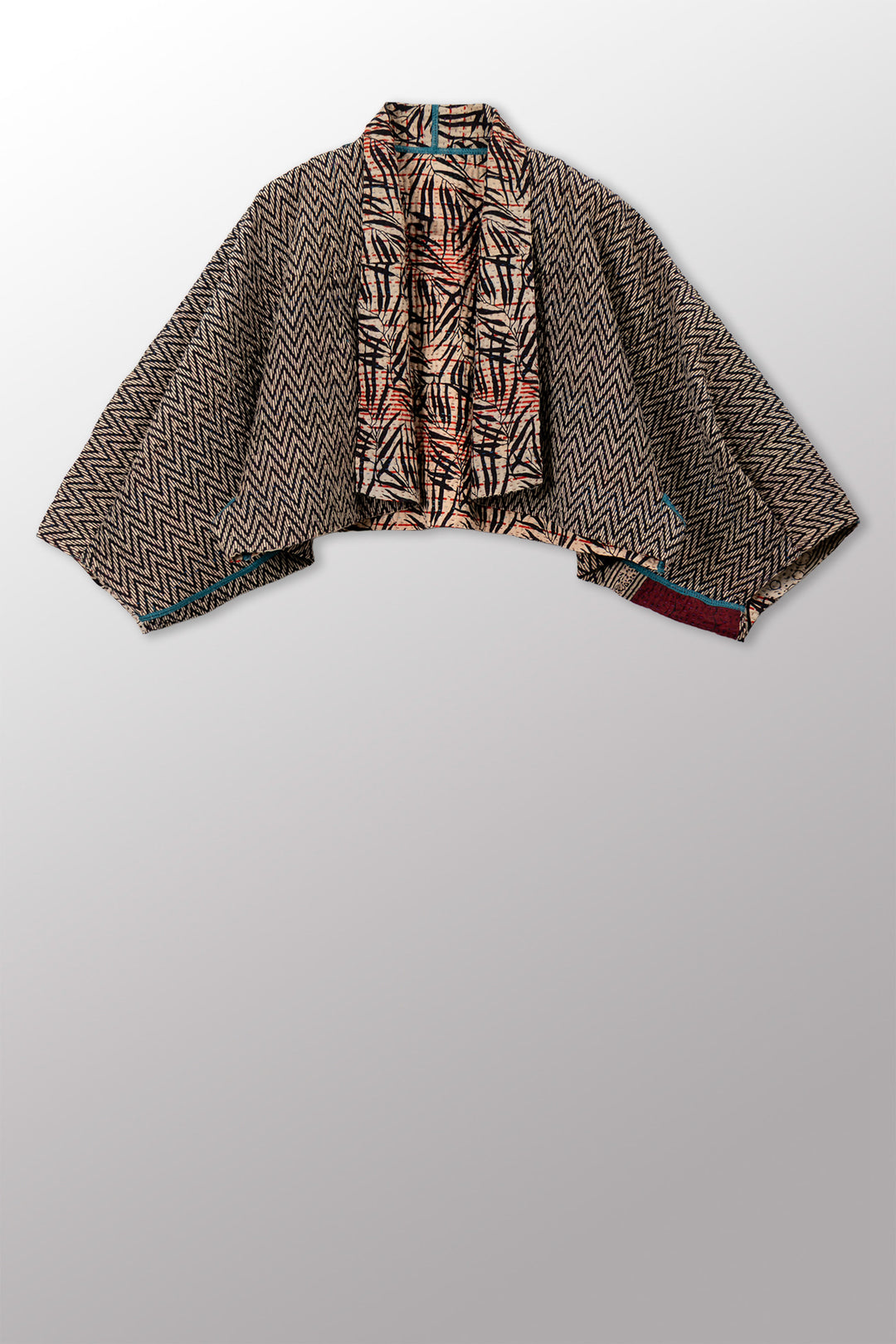 SOHO BAMBOO KANTHA PUFF SLV. SHRUG - bo4062-cblk010a -