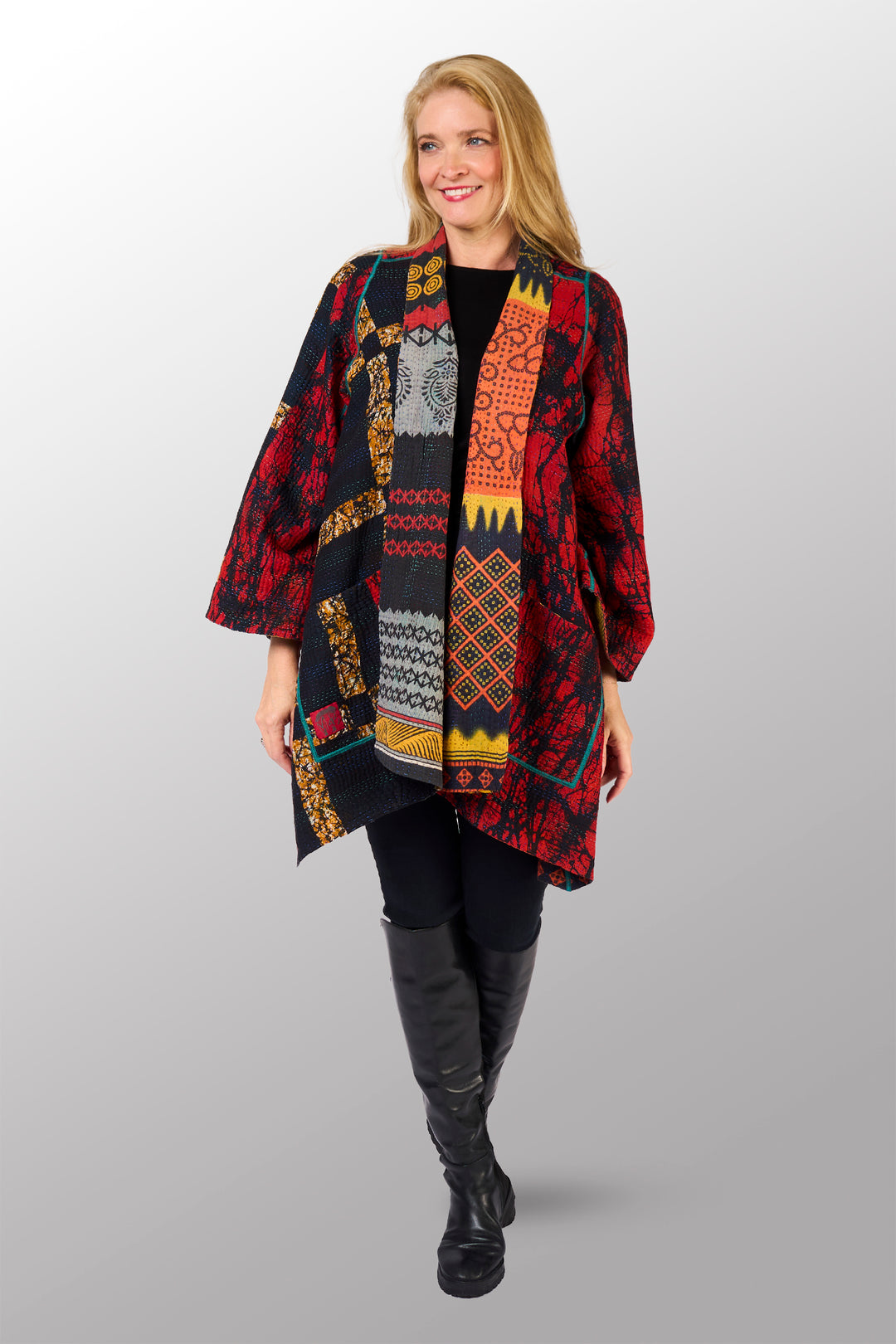 VINTAGE COTTON KANTHA A-LINE JKT - cv4003-0444a -