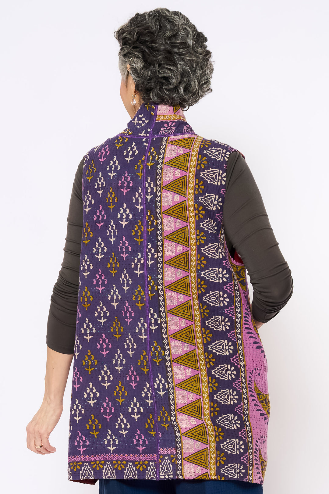 COTTON OVERDYE KANTHA KIMONO VEST SHORT - ov4248-corg001l -