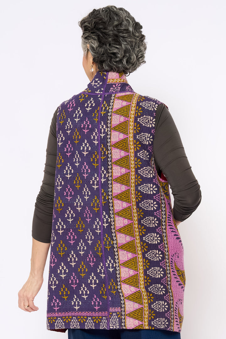 COTTON OVERDYE KANTHA KIMONO VEST SHORT - ov4248-corg001l -