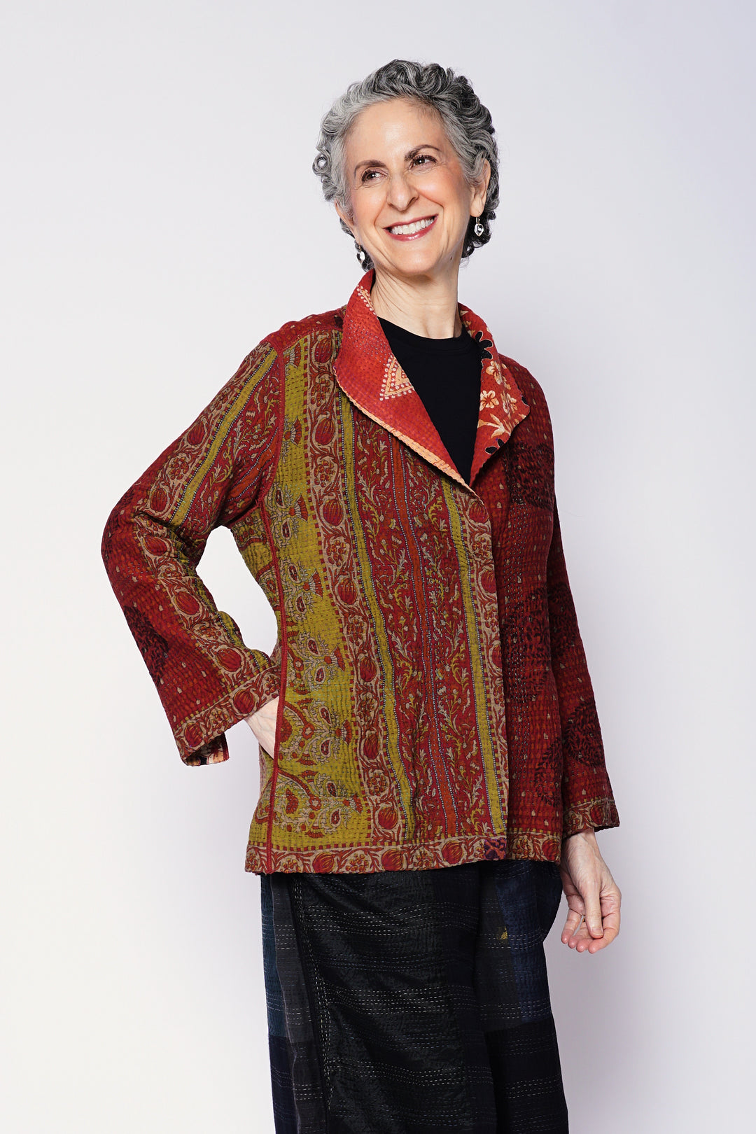 VINTAGE COTTON KANTHA SHORT JKT - cv4007-0333l -