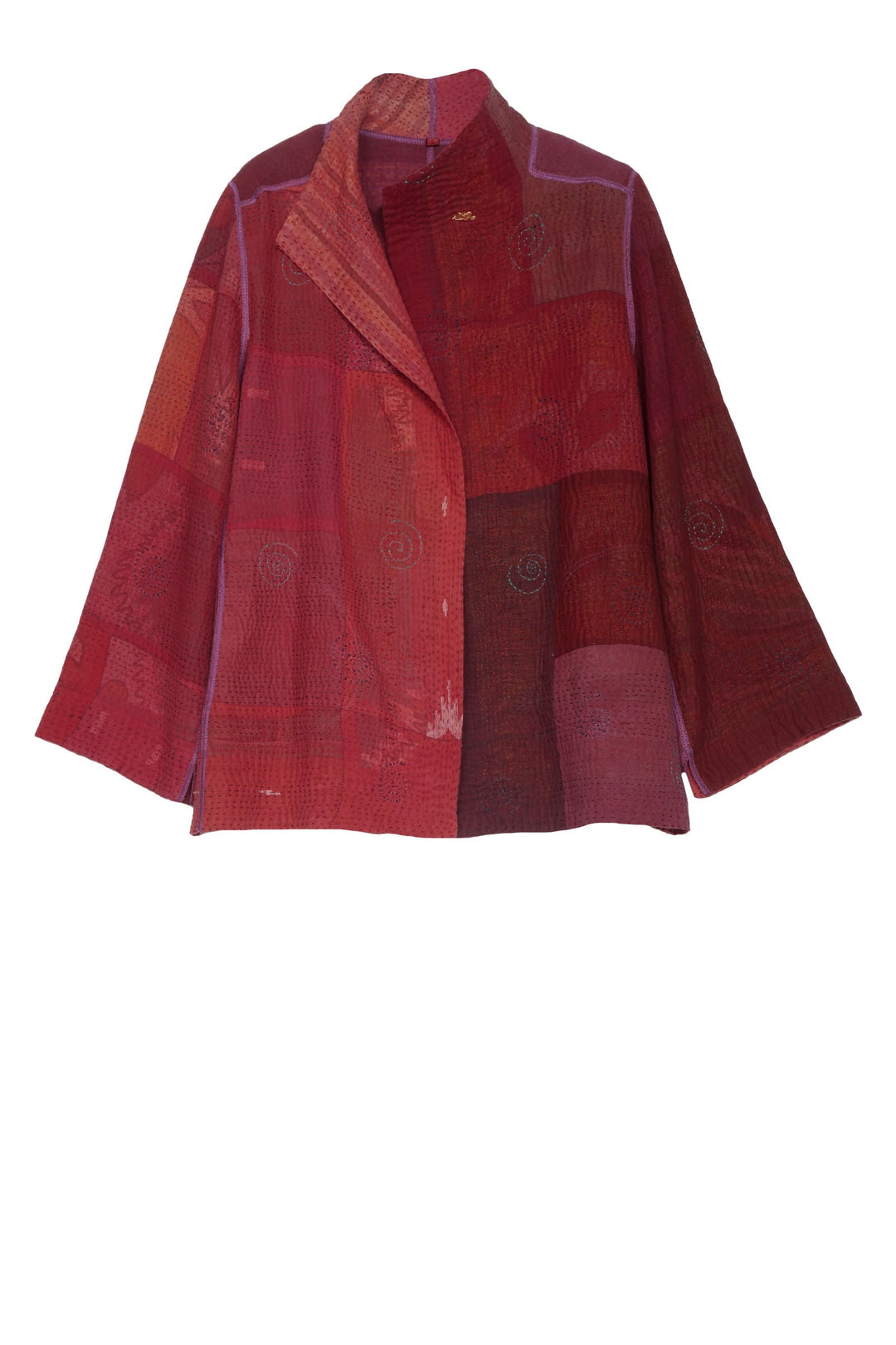 OMBRE PATCHED KANTHA SHORT JKT - op4007-red -
