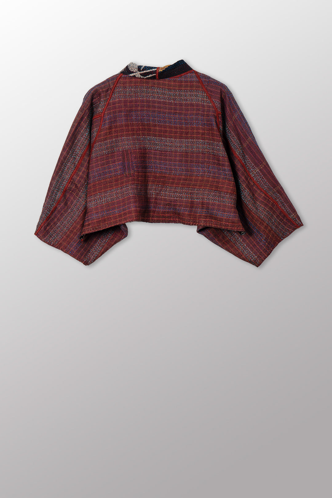 VINTAGE SILK GEORGETTE KANTHA PUFF SLV. SHRUG - sg2062-0012a -
