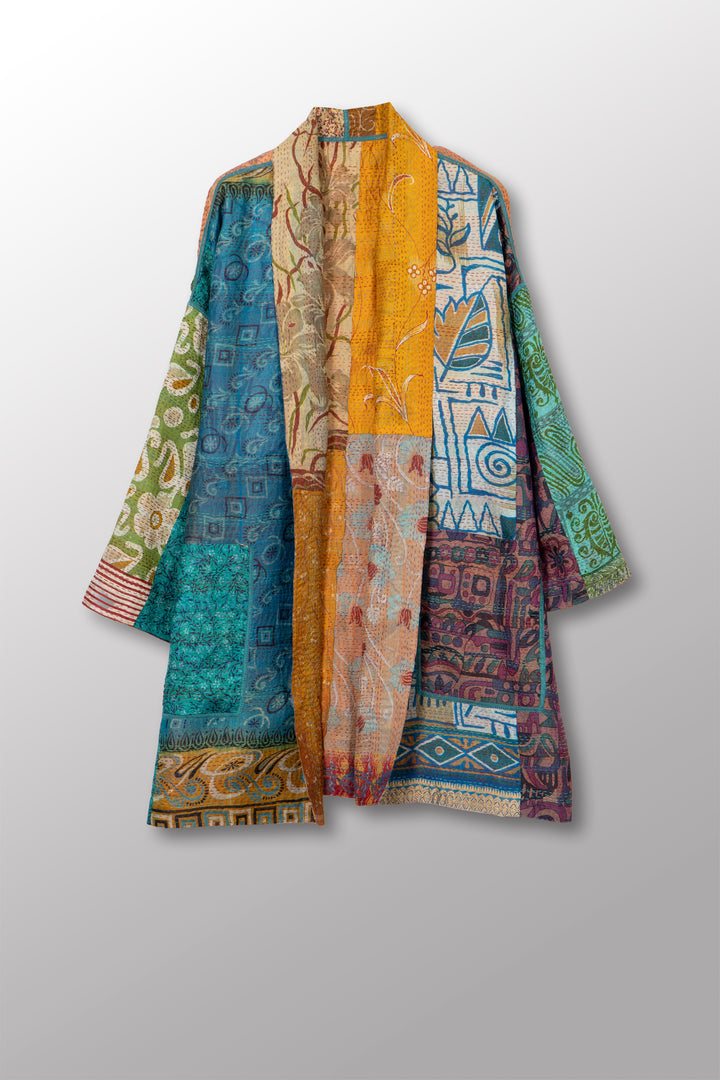VINTAGE SILK KANTHA HAORI JACKET - sv2068-0003a -