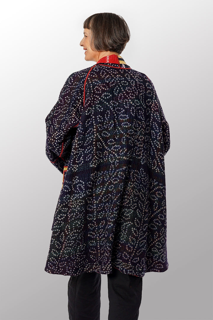 VINTAGE COTTON KANTHA KIMONO LONG JKT - cv4005-0141a -