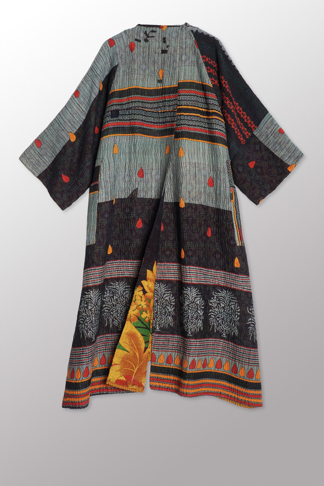 VINTAGE COTTON KANTHA KIMONO MAXI - cv4318-0020a -