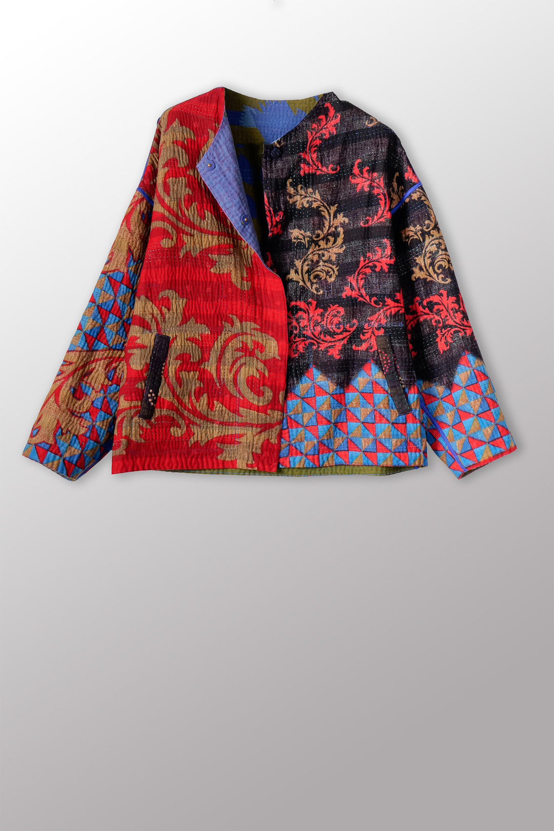 VINTAGE COTTON KANTHA CREW NECK SHORT JKT - cv4053-0068a -