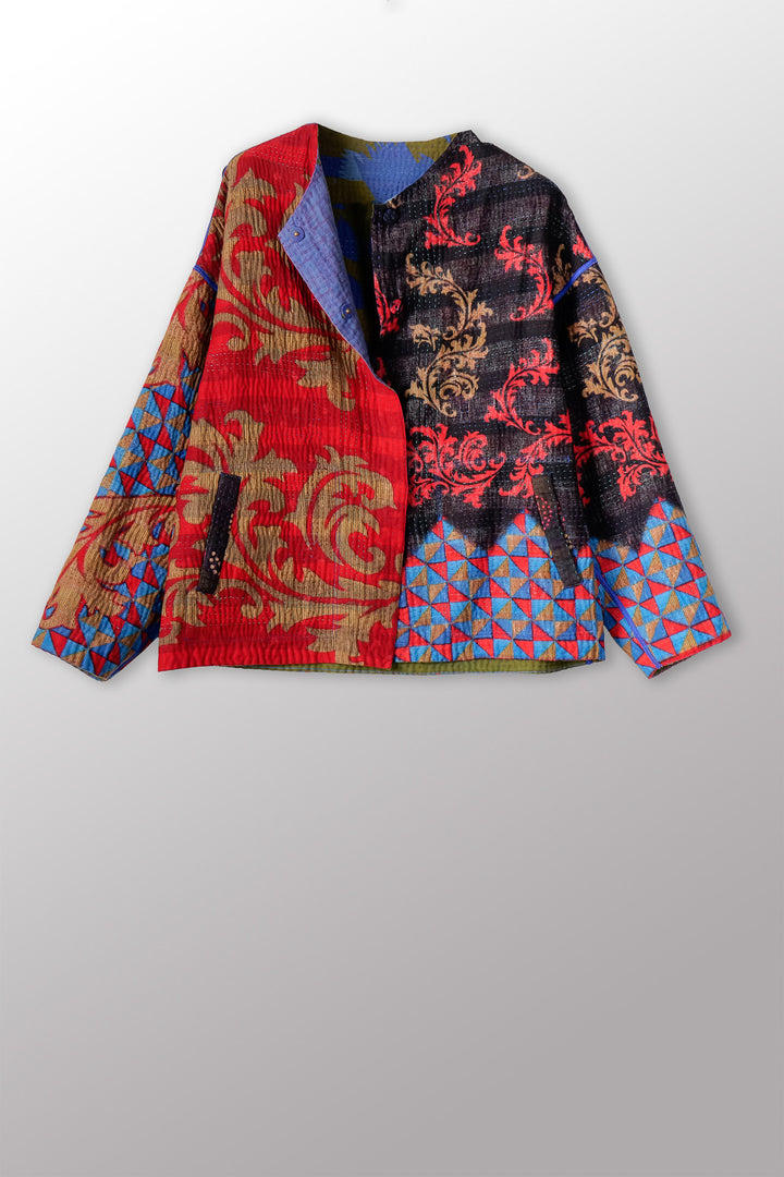 VINTAGE COTTON KANTHA CREW NECK SHORT JKT - cv4053-0068a -