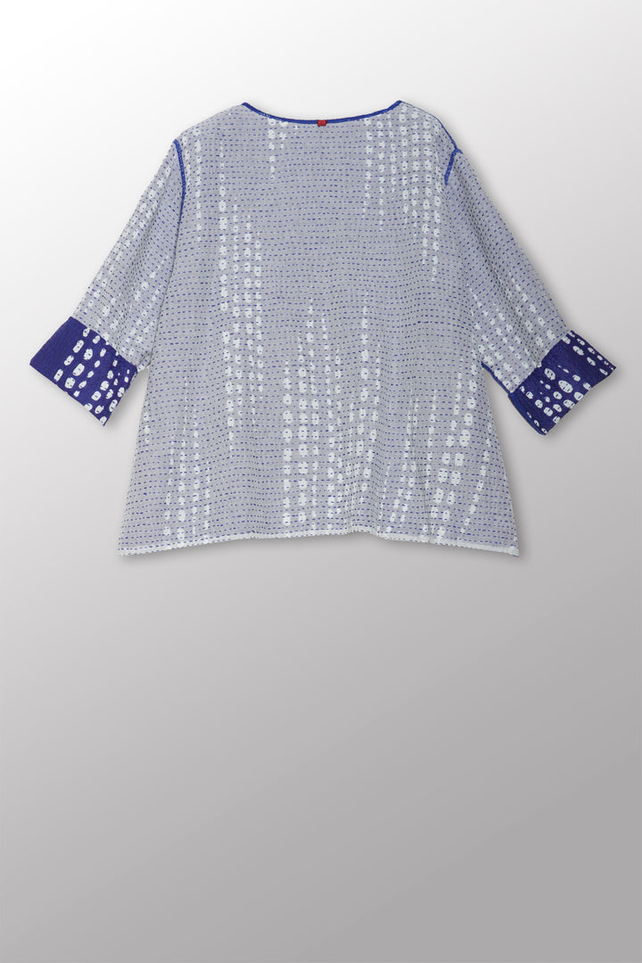 SHIBORI DROP BBK KANTHA A-LINE SHORT JKT - sd2019-blu -