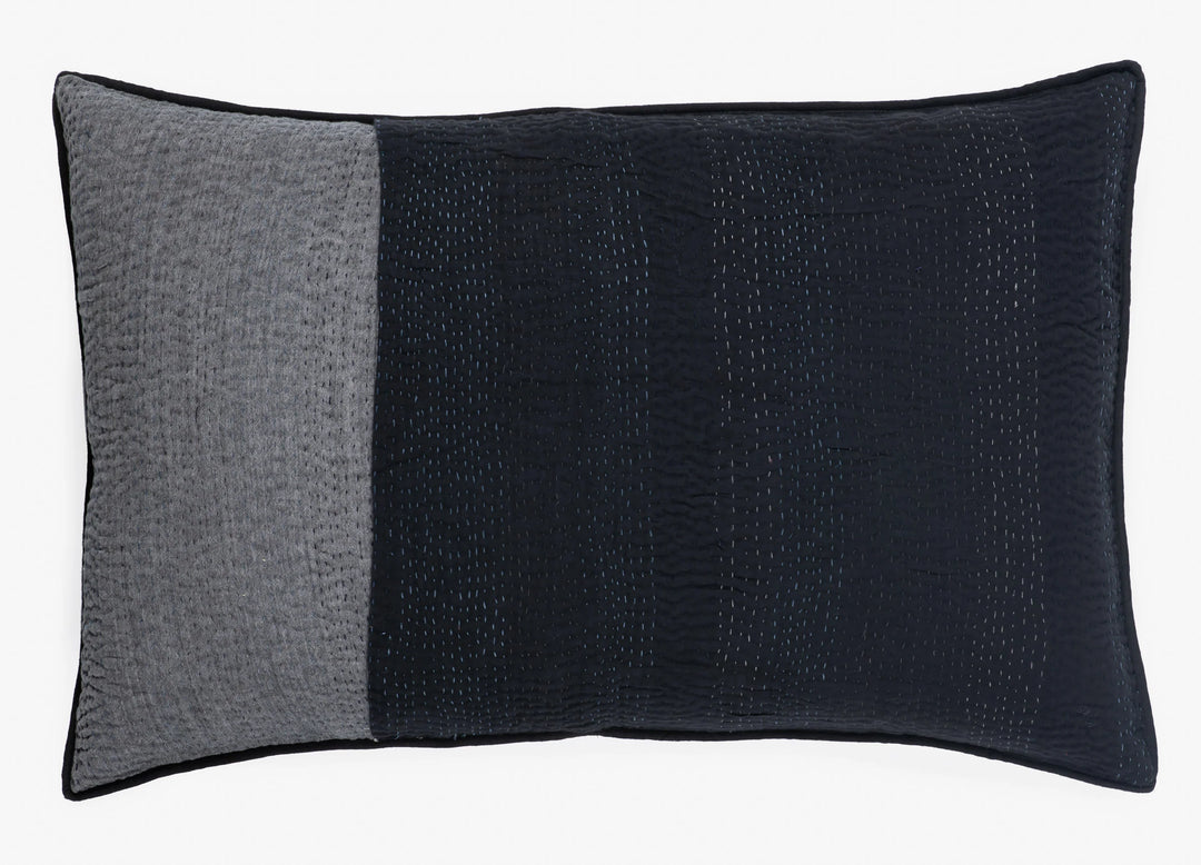 Landscape Handmade Vintage Kantha Pillow -Black