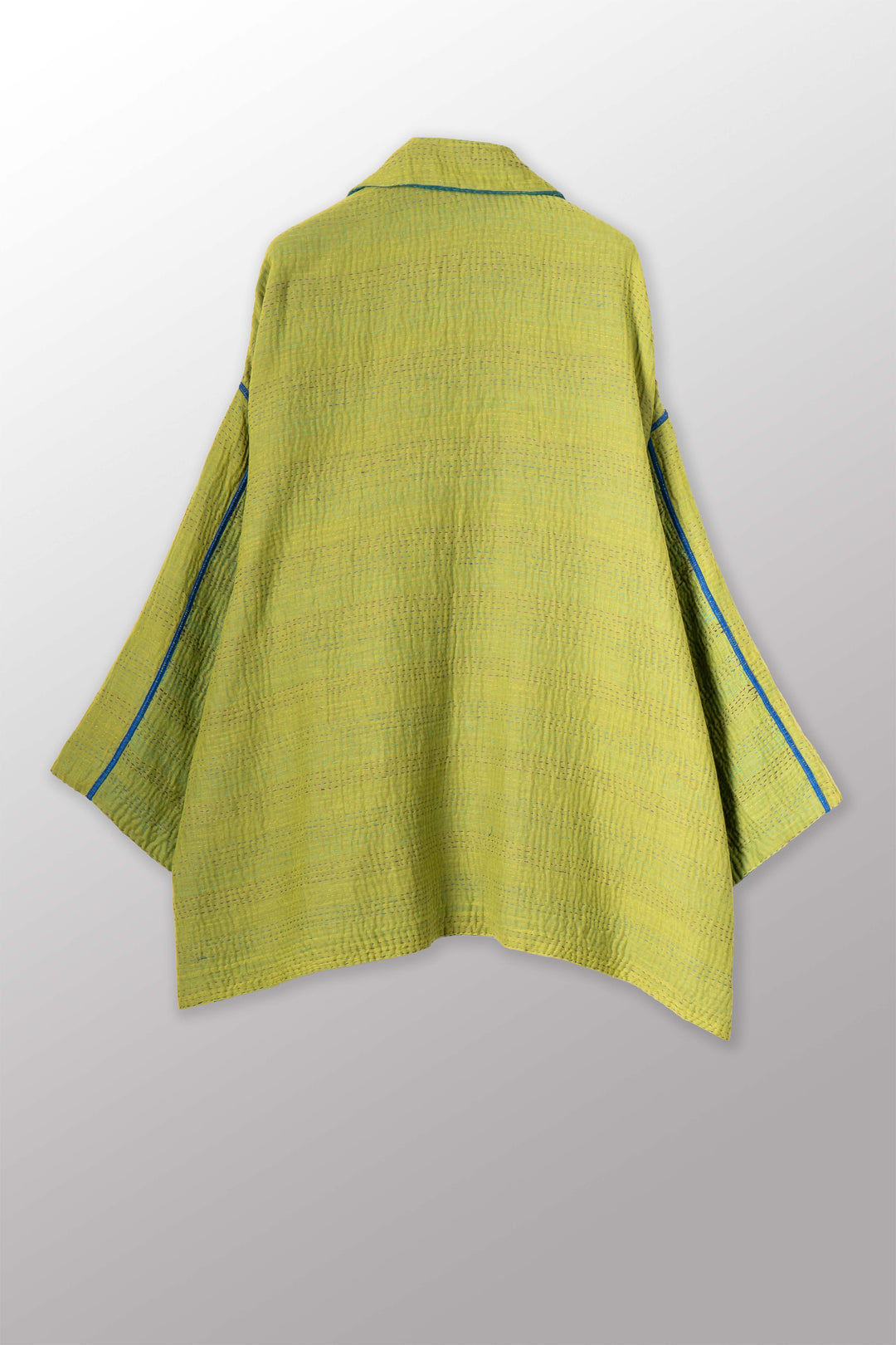 BLOOMING FLOWERS KANTHA OVERSIZED MINI COAT - bf4332-blu -