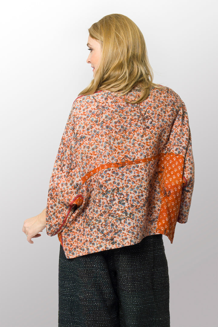VINTAGE COTTON KANTHA 3/4 SLV. CROP TOP MIO - cv2538-0023a -