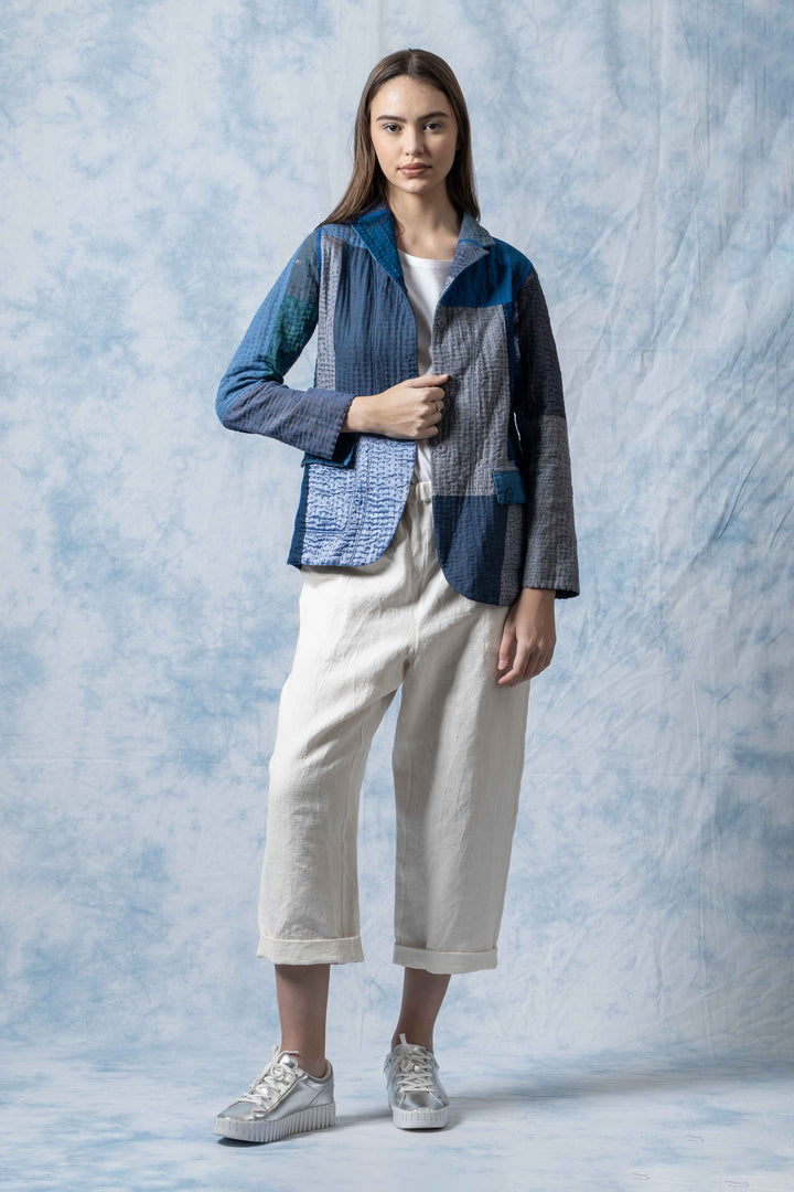BBK PATCH KANTHA BASIC JACKET - bl-bbp4052-nvy -