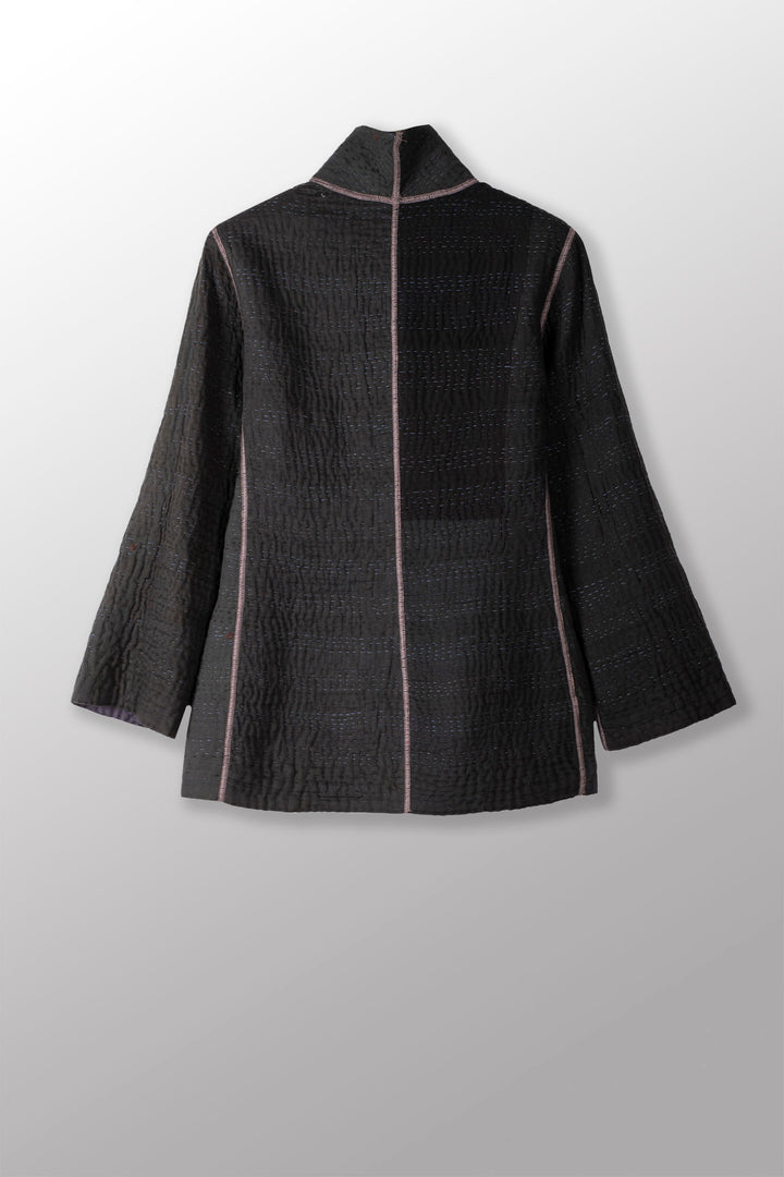 COTTON SILK SW PATCH KANTHA SHORT JKT - ws4007-blk -